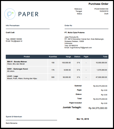 Contoh Dokumen Purchase Order Yang Bisa Kalian Pelajari!