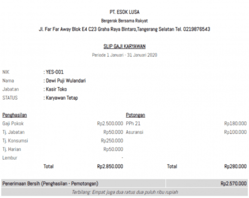 Contoh Kwitansi Pembayaran Gaji Karyawan